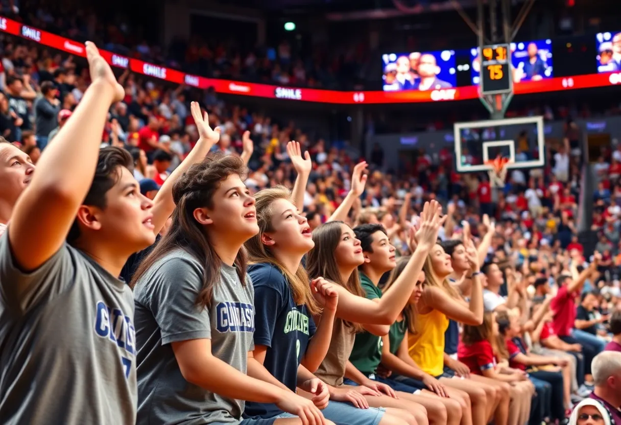 Tennessee basketball fans cheering in the stadium