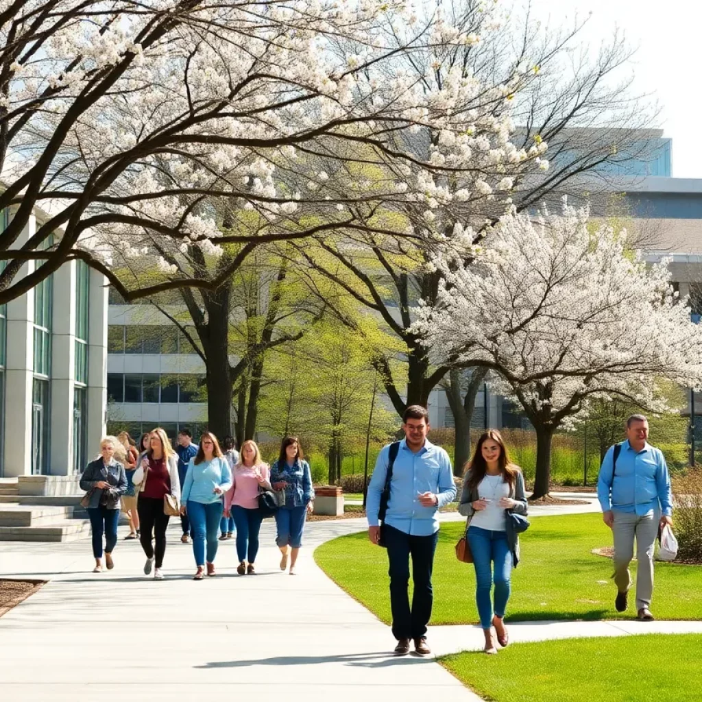 University of Tennessee Knoxville campus with students outdoors