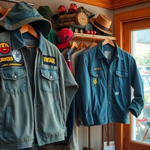Interior of Wabi Sabi vintage clothing store with outdoor wear