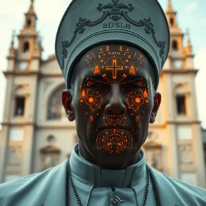 AI depiction of a Pope-like figure in traditional attire