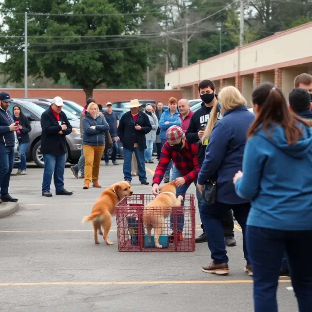 Community members gather for an animal rescue investigation in Knoxville