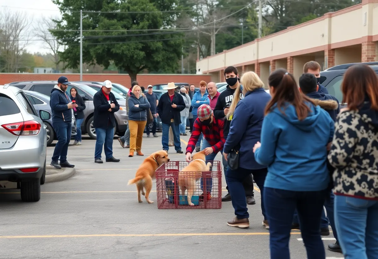 Community members gather for an animal rescue investigation in Knoxville