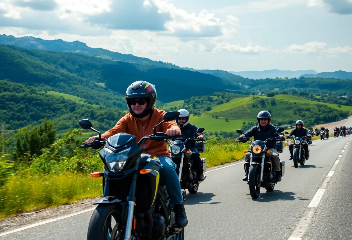 Group of motorcyclists participating in a charity ride
