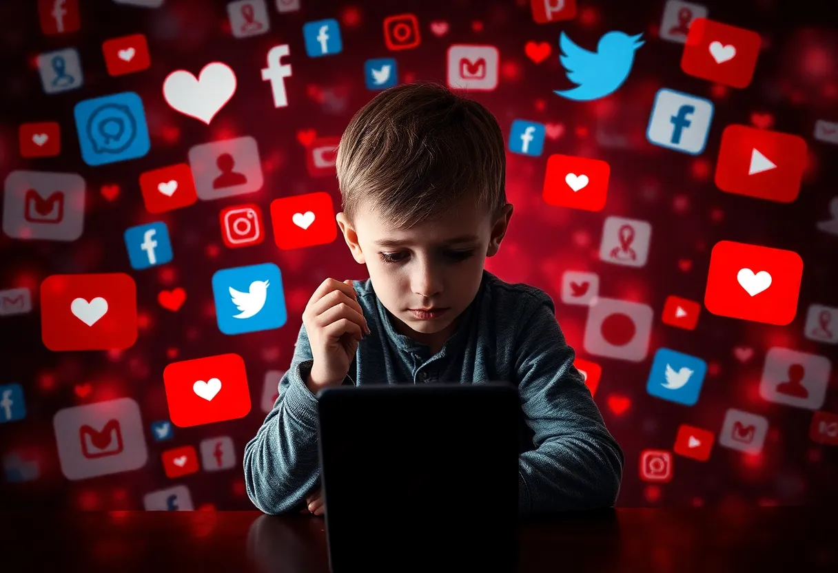 Illustration highlighting digital safety against child exploitation