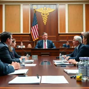 Lawmakers questioning a health official during congressional hearings