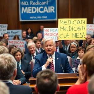 Lawmakers debating a $5 trillion legislative package during a heated congressional hearing.