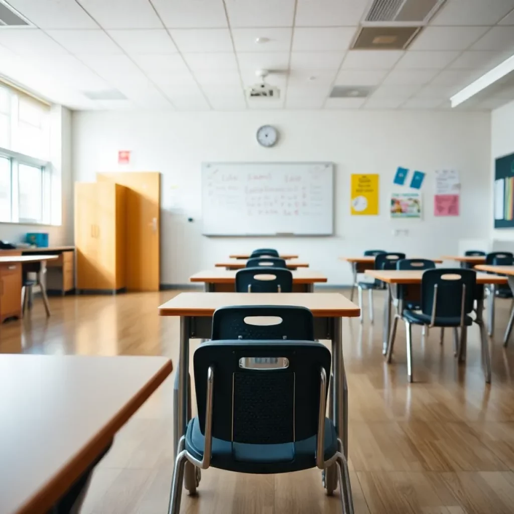 Classroom emphasizing safety and privacy issues in schools