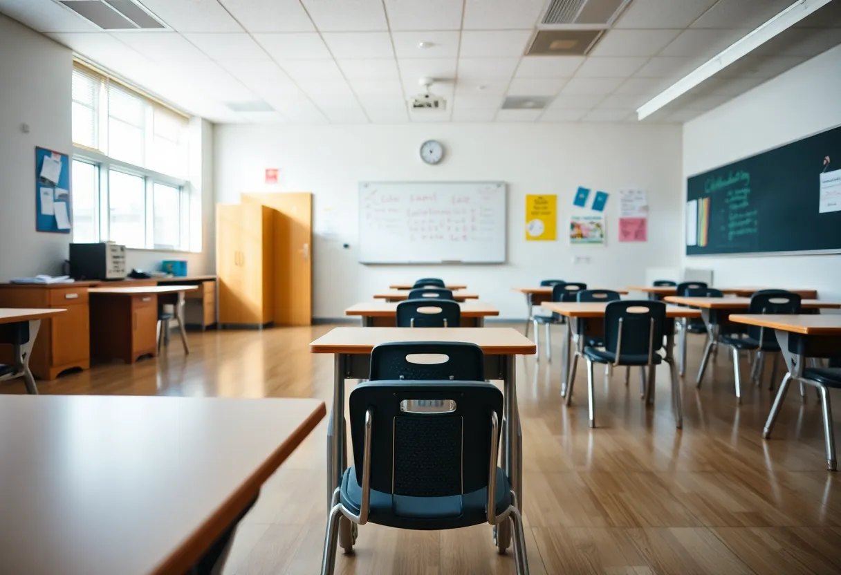 Classroom emphasizing safety and privacy issues in schools