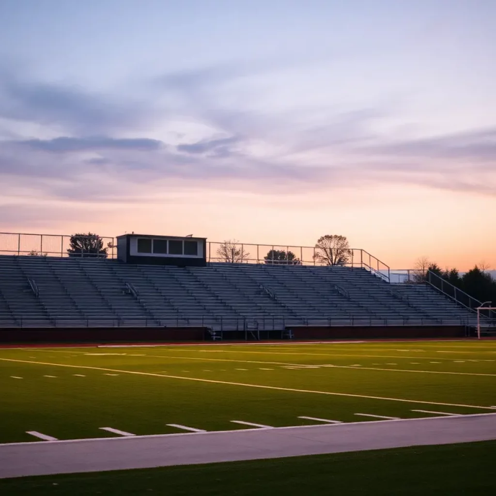Empty high school football field reflecting concerns