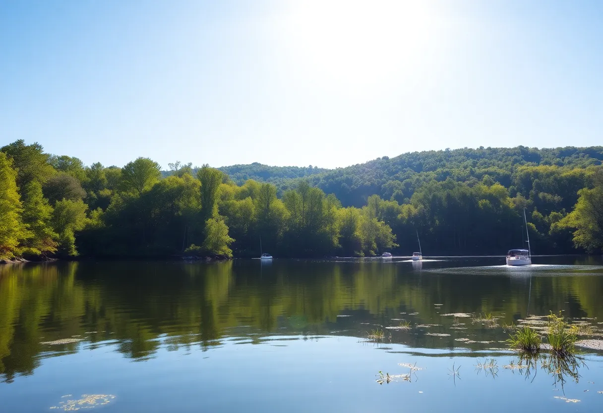 Anglers fishing on a lake in East Tennessee