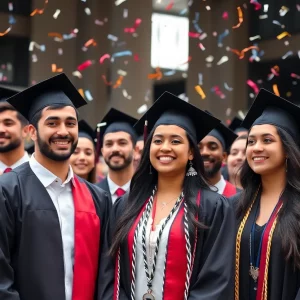 Students celebrating at a graduation ceremony