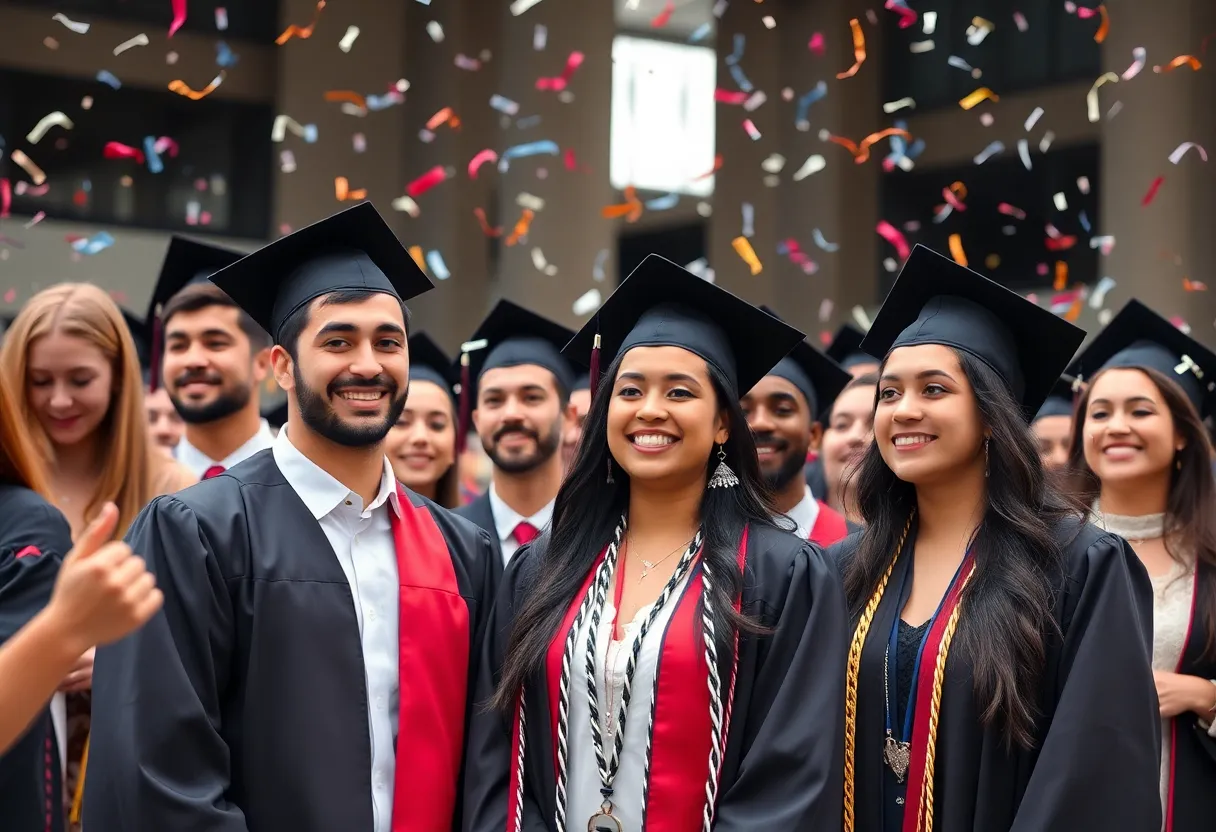 Students celebrating at a graduation ceremony