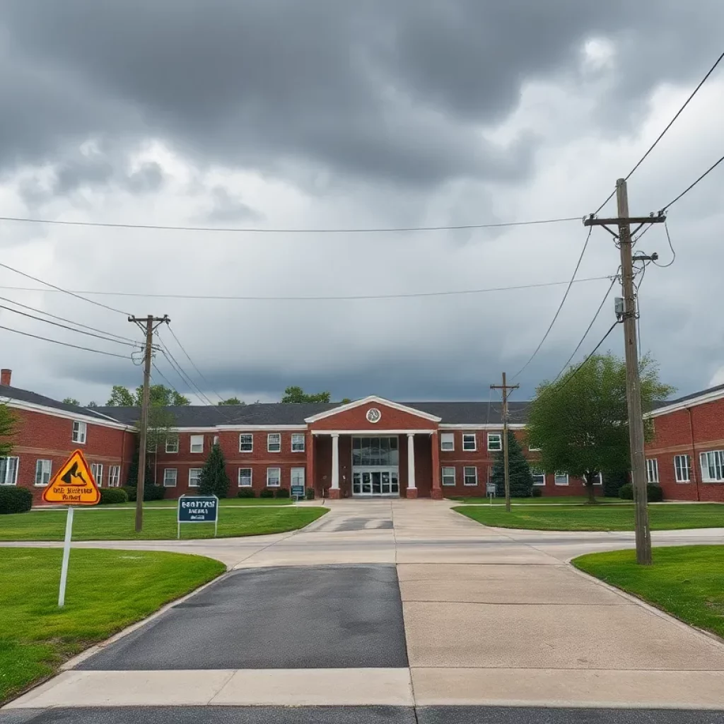 Hardin Valley Elementary School with downed power lines