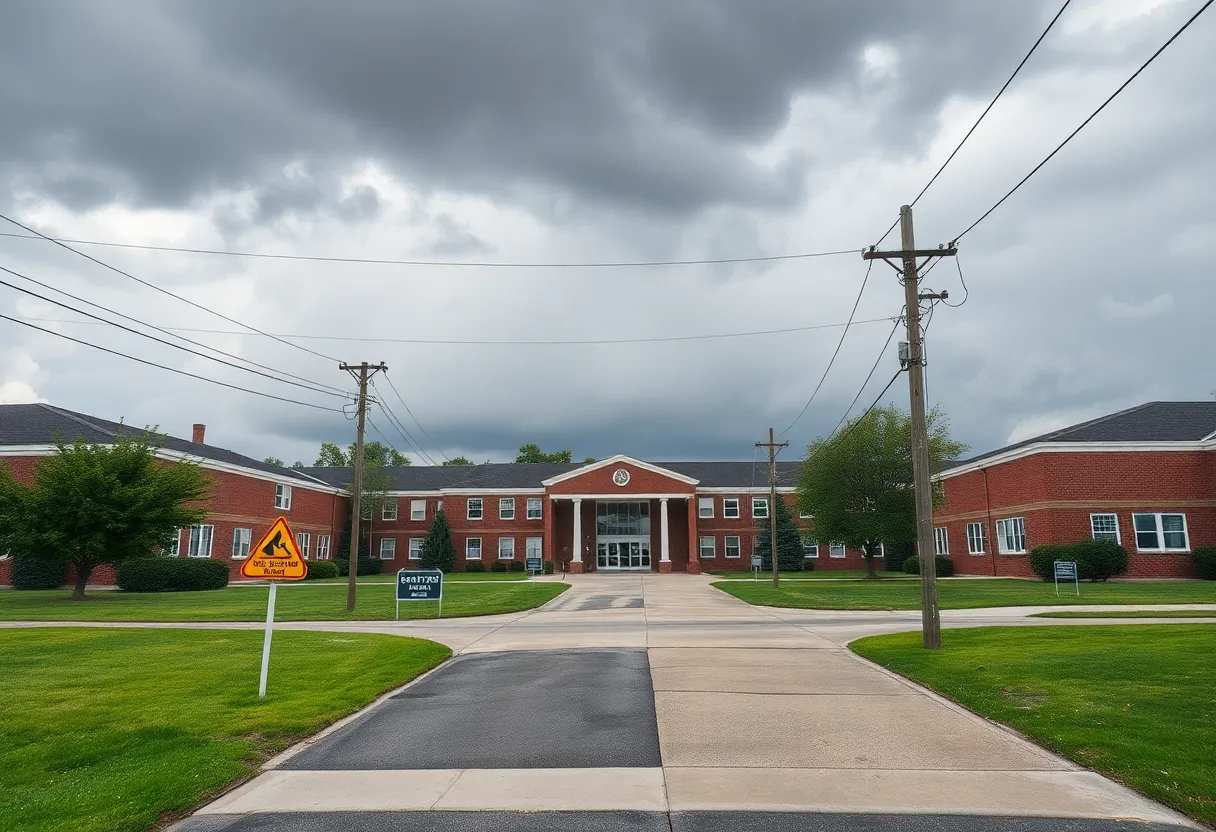 Hardin Valley Elementary School with downed power lines
