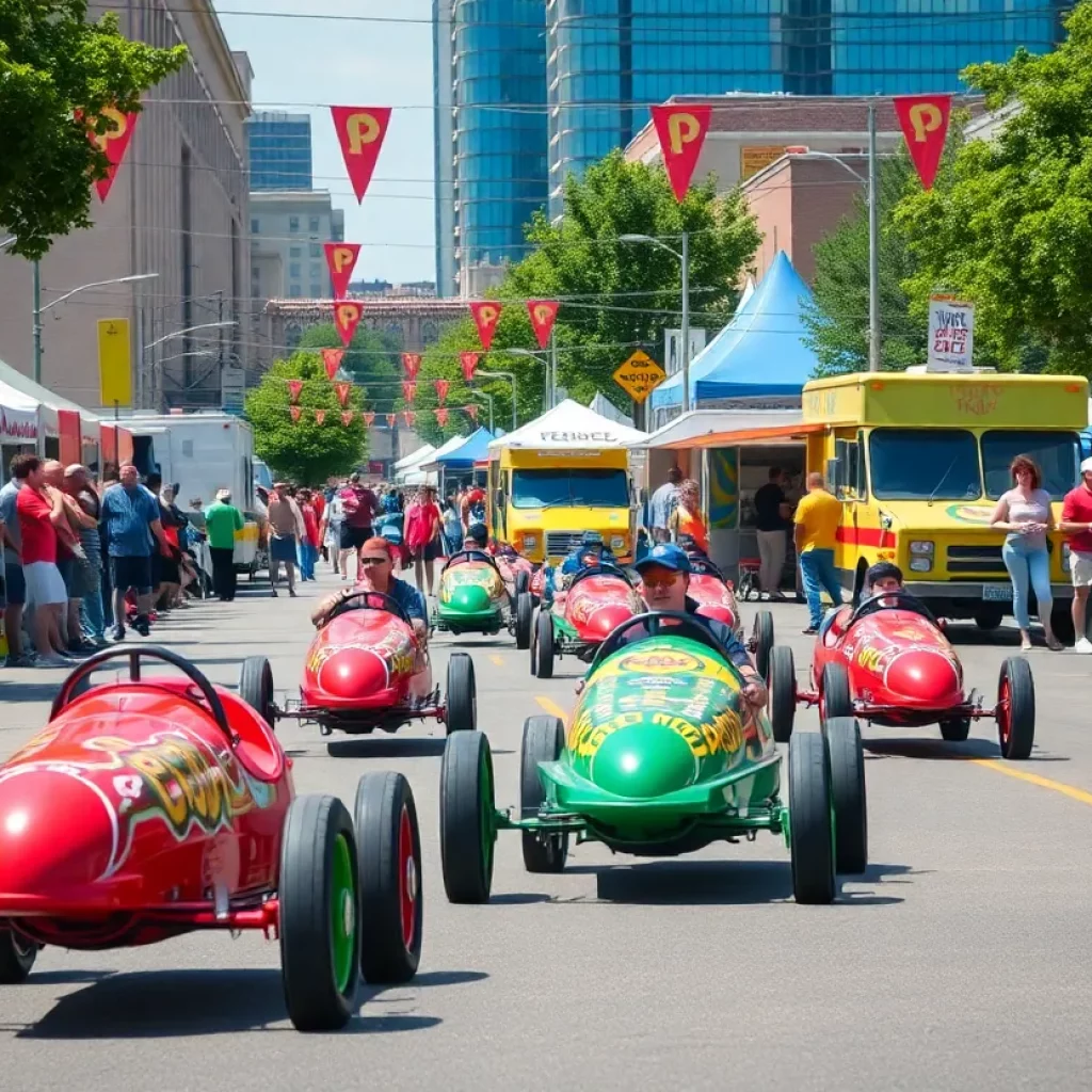 Soapbox derby racers at the Holleroo Festival in Knoxville