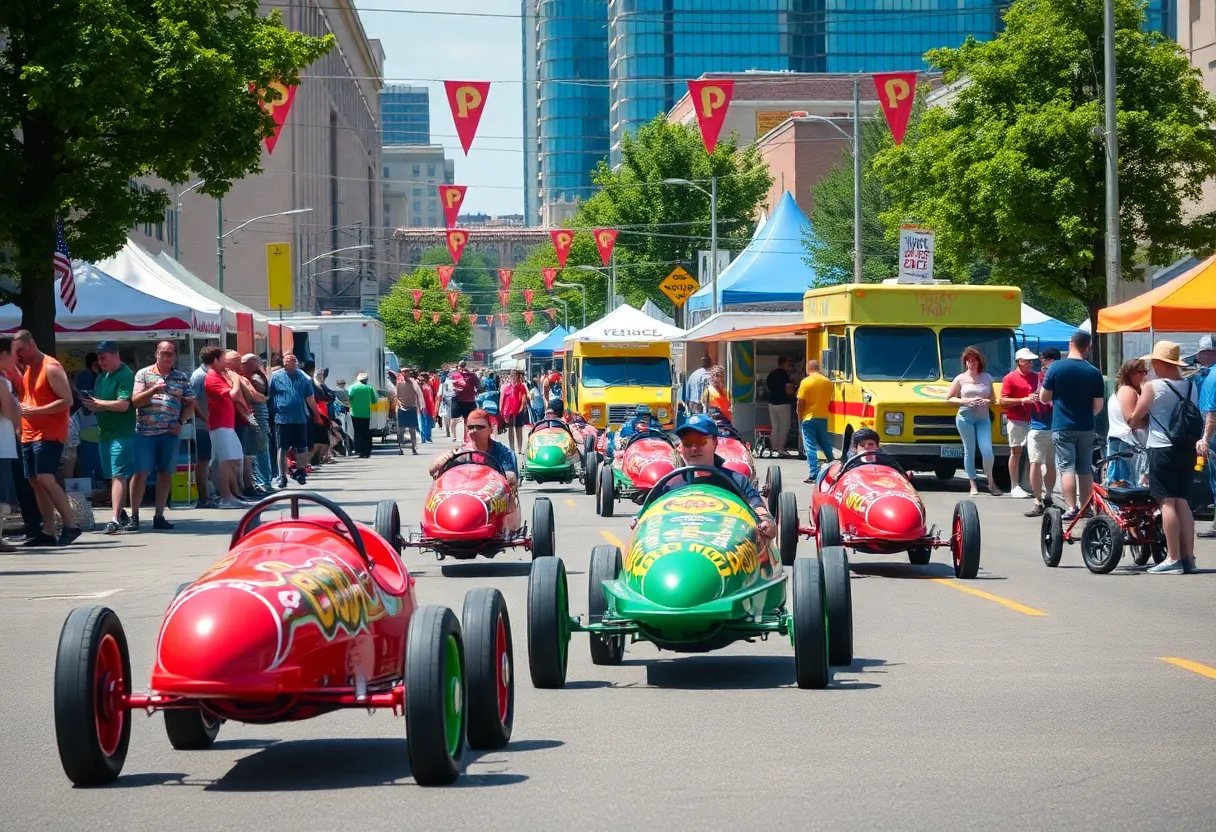 Soapbox derby racers at the Holleroo Festival in Knoxville