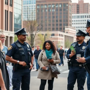 Police officers engaging with the community in Knoxville