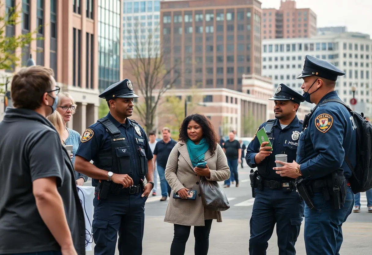 Police officers engaging with the community in Knoxville