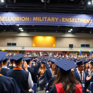 Graduating seniors being recognized for military enlistment at Knoxville Convention Center