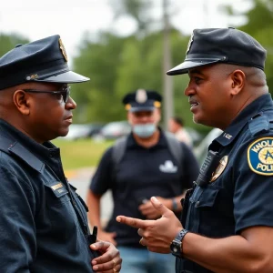 Police officer engaging with community members in Knoxville