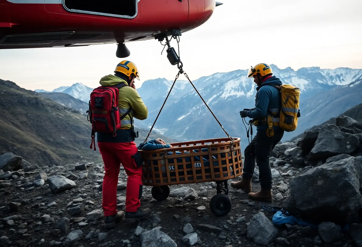 Emergency responders performing a rescue operation in Knoxville's mountainous terrain