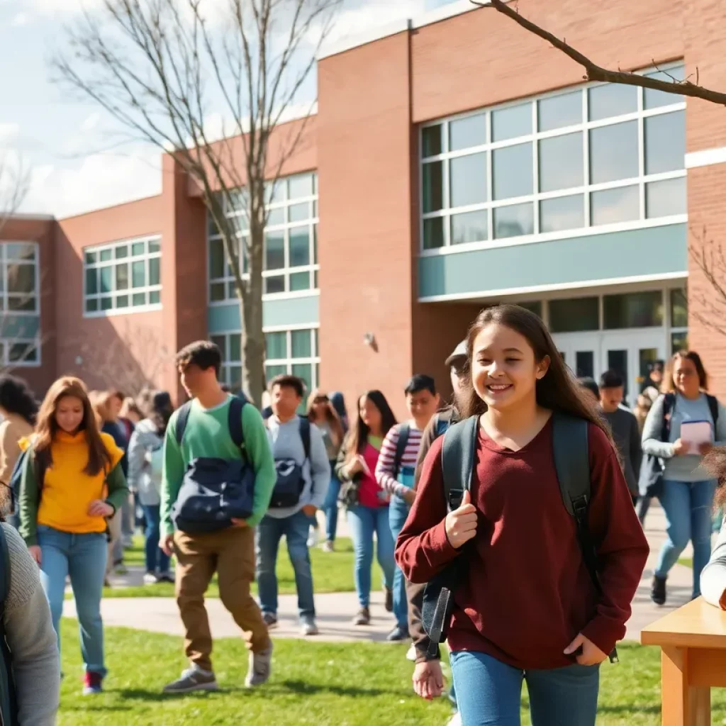 A vibrant view of Knoxville schools with students involved in educational activities.