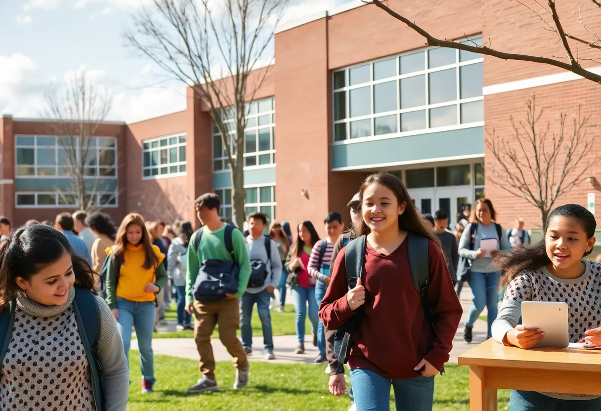 A vibrant view of Knoxville schools with students involved in educational activities.