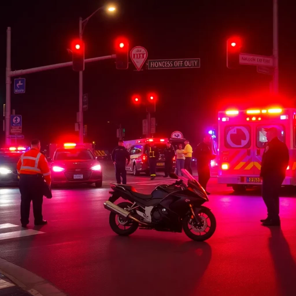 Emergency responders at a motorcycle accident scene in Knoxville
