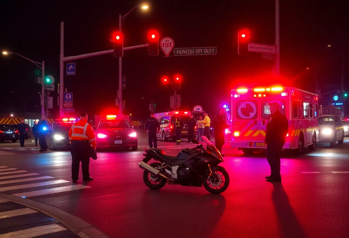 Emergency responders at a motorcycle accident scene in Knoxville