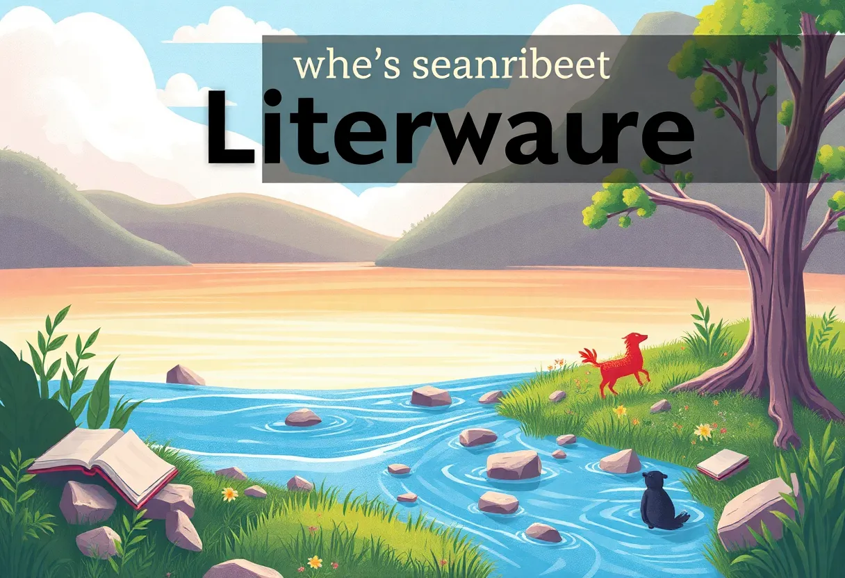 Cover illustration of Of Words & Water, showcasing a river and nature.