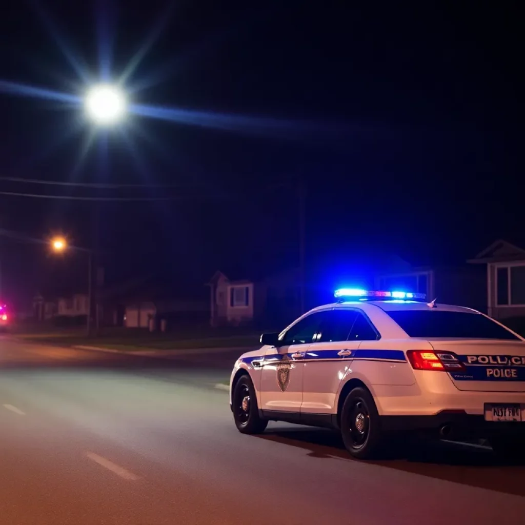 Police cars with flashing lights at a crime scene in Knoxville