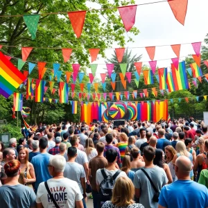 Celebration of Pride Night at Zoo Knoxville with crowds and colorful decorations