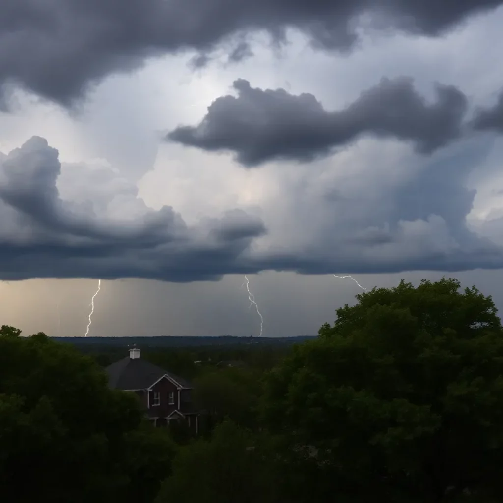 Storm clouds and lightning over Knoxville, Tennessee