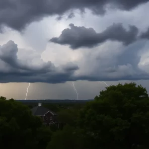 Storm clouds and lightning over Knoxville, Tennessee