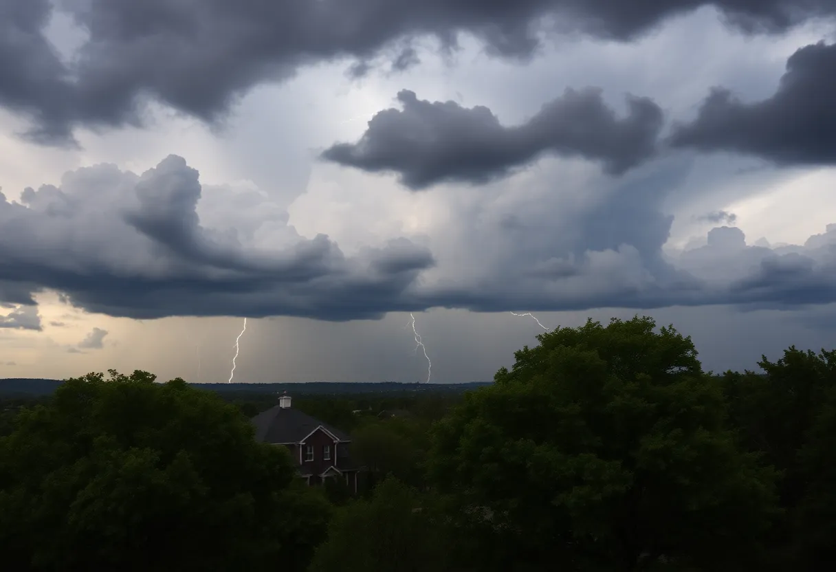 Storm clouds and lightning over Knoxville, Tennessee
