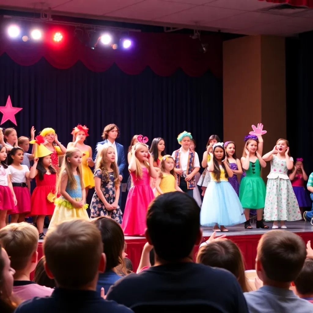 Students performing in a high school musical theater production