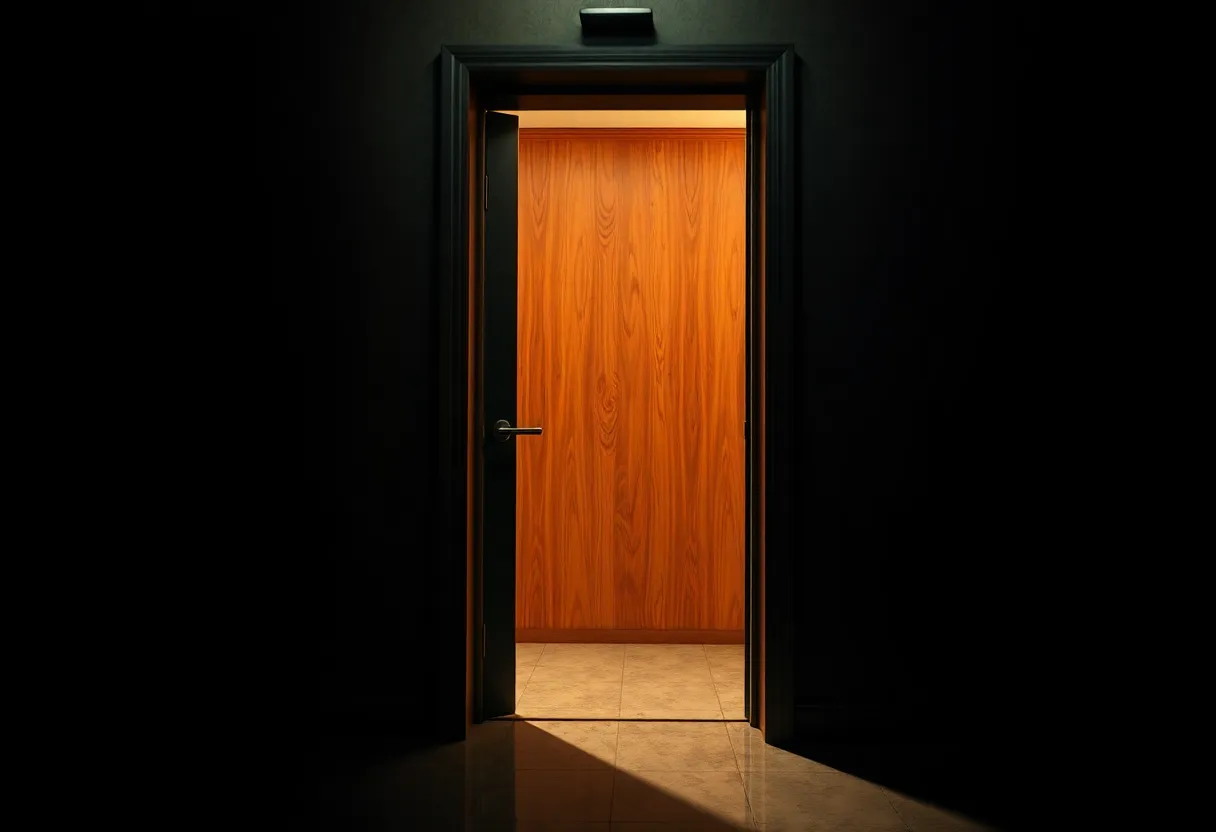 Dramatic scene from Stuck Elevator opera illustrating entrapment.