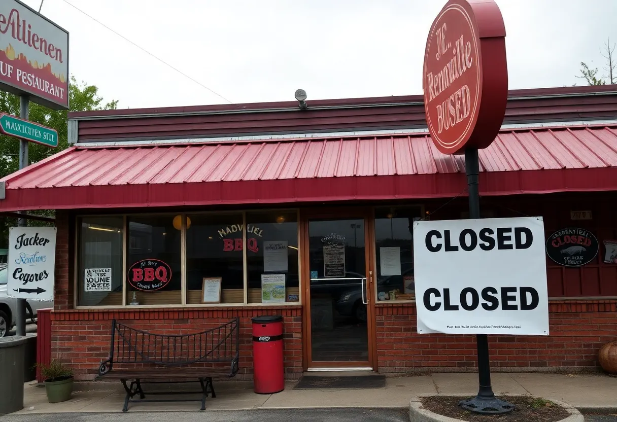 Exterior view of Sweet P's Downtown Dive with a closure sign.