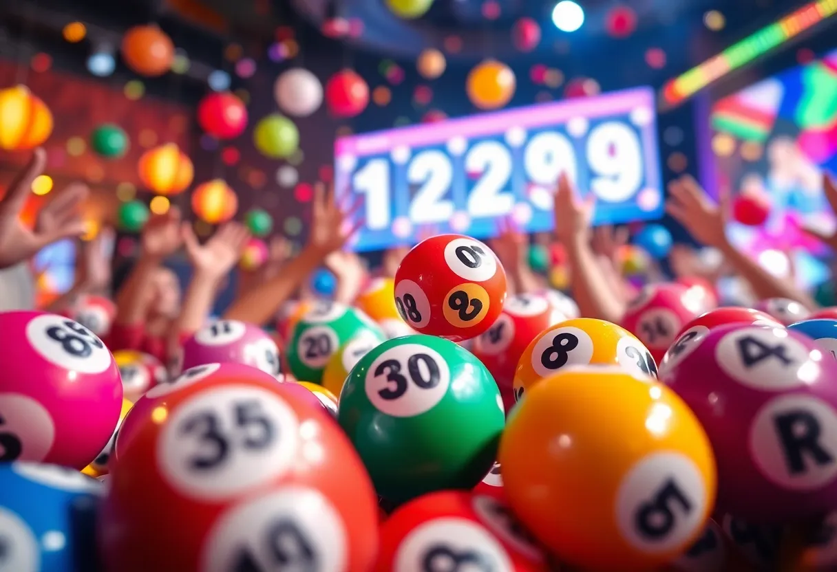 Lottery balls and winning numbers celebrated in Tennessee Lottery draw.