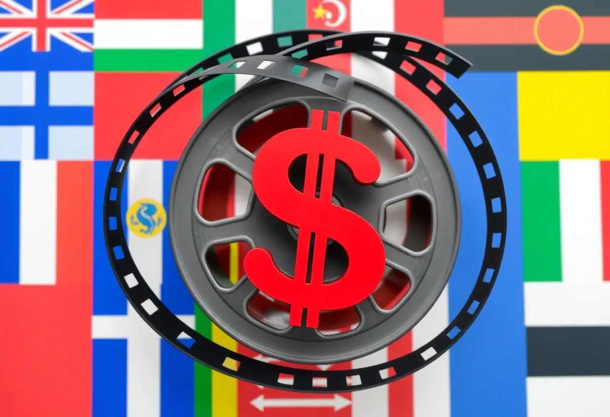 Artistic representation of film and tariffs