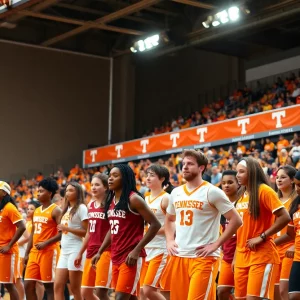 Collegiate athletes representing University of Tennessee competing in various sports.
