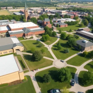 Aerial view of the University of Tennessee campus highlighting agricultural research areas.