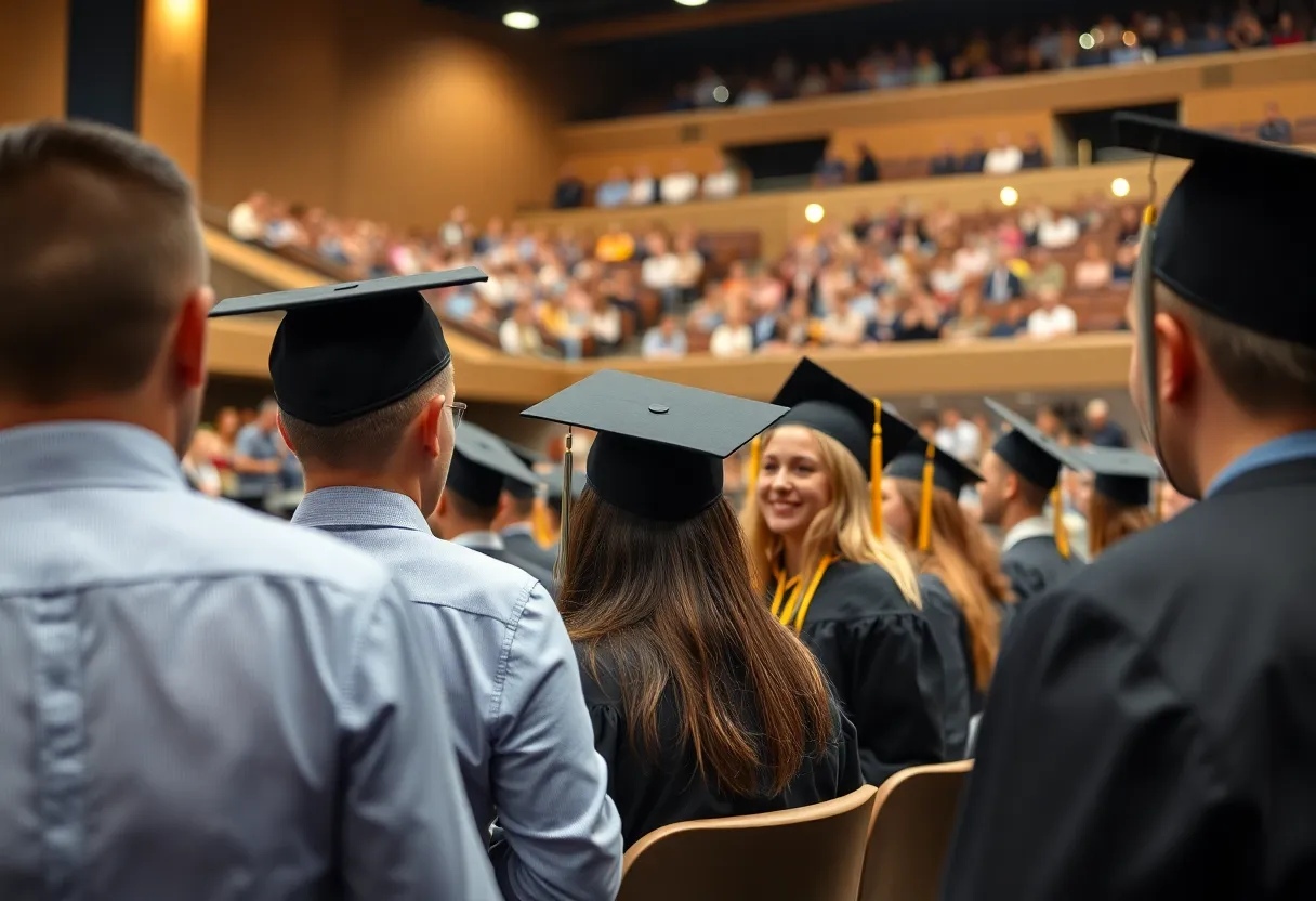 Graduates celebrating at the University of Tennessee commencement ceremony