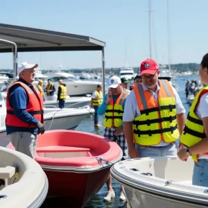 Free Vessel Safety Examination being conducted at a boat launch