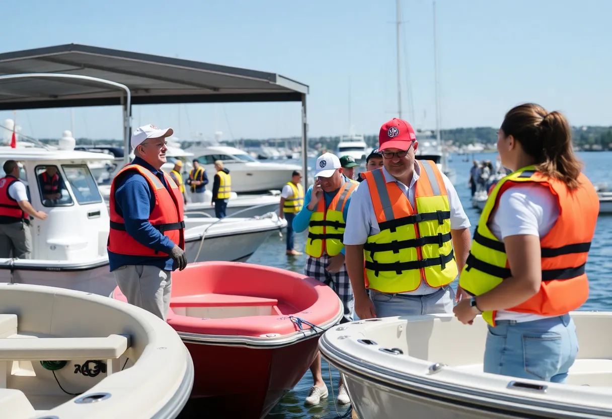Free Vessel Safety Examination being conducted at a boat launch