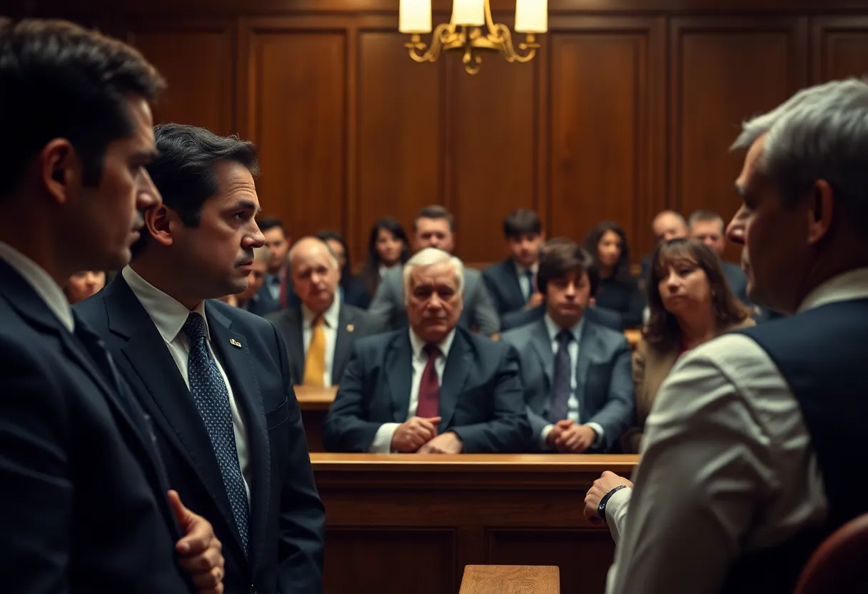 Empty courtroom reflecting the seriousness of a double murder trial