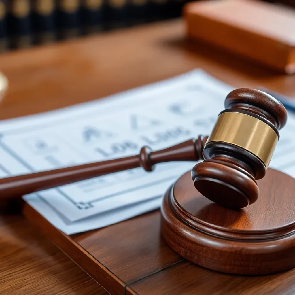 Legal gavel on desk with public records papers