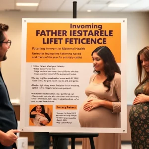 Promotional poster for the Dads for Moms event in Knoxville, emphasizing father involvement in maternal health.