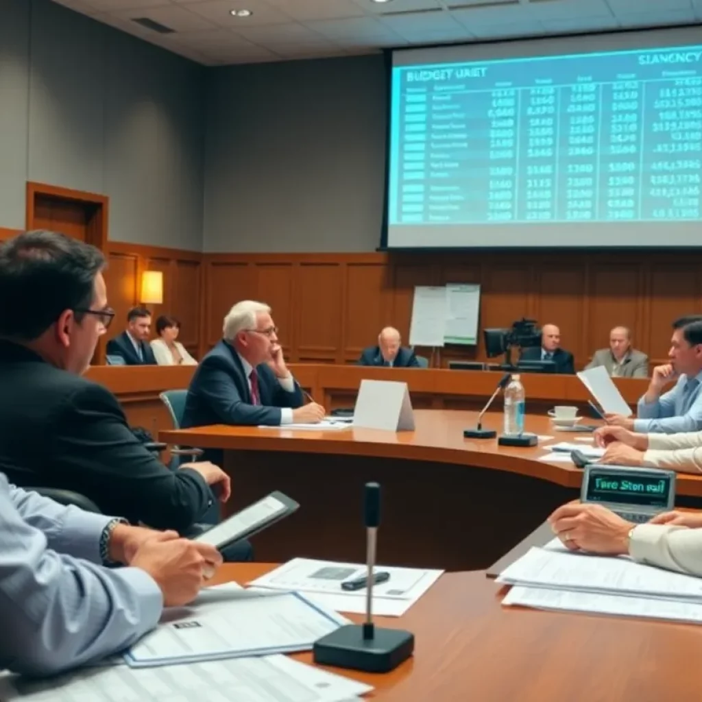 Commissioners discussing the Knox County budget in a council meeting