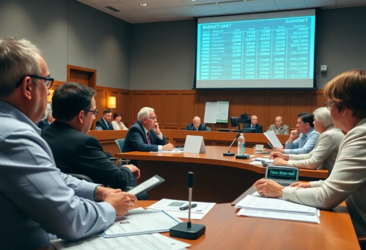 Commissioners discussing the Knox County budget in a council meeting